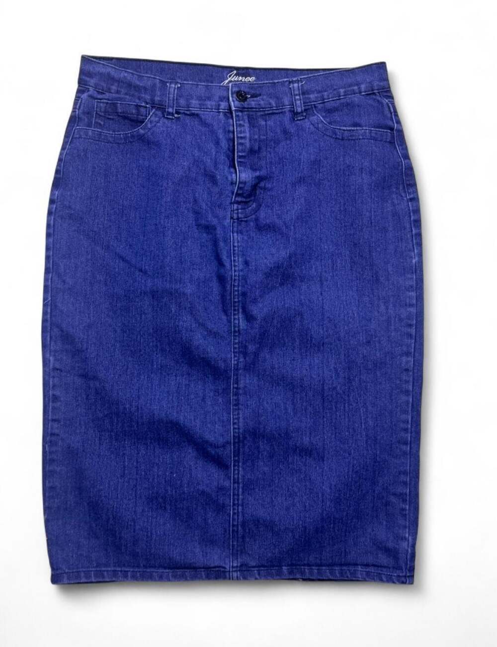Junee Midnight Blue Denim Knee Length Pencil Skirt